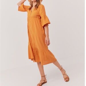 Pact Organic Coastal gauze midi dress